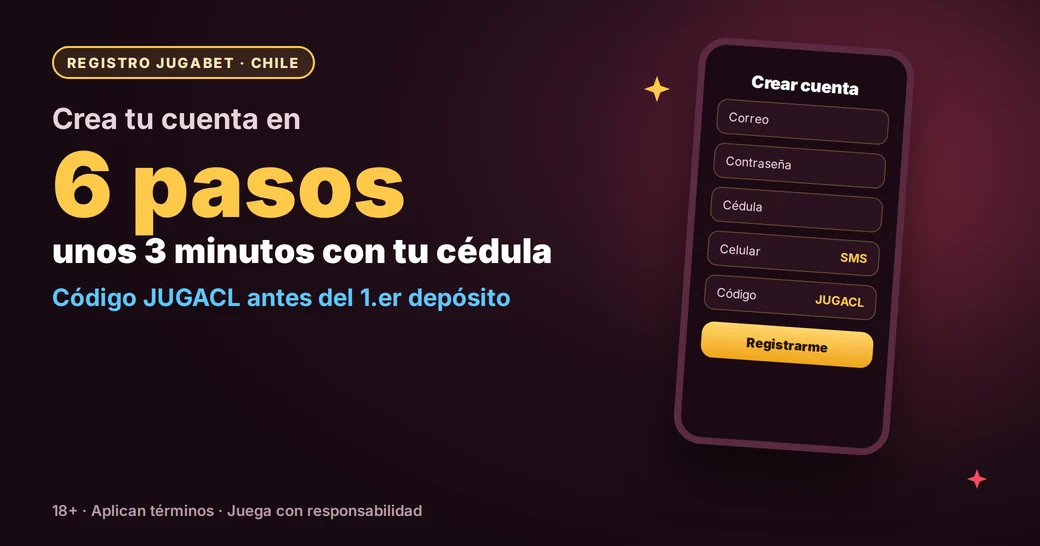 Registro en Jugabet Chile en 6 pasos con la cédula y el código JUGACL